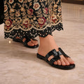 Flat Black Color Slippers- FLBL00070