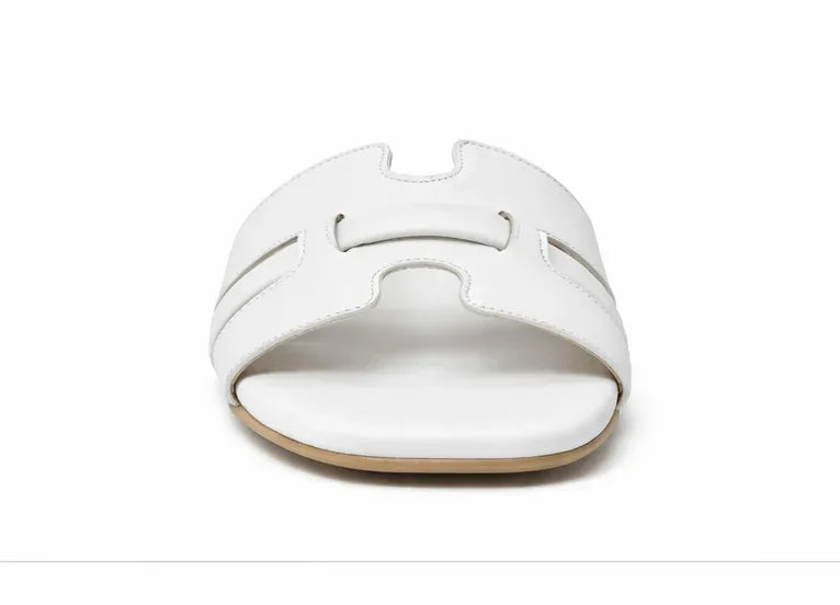 H-Flat White Color Slippers- FLW00092