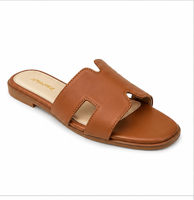 Luxe H Cut Brown Flats - FLB - 00053