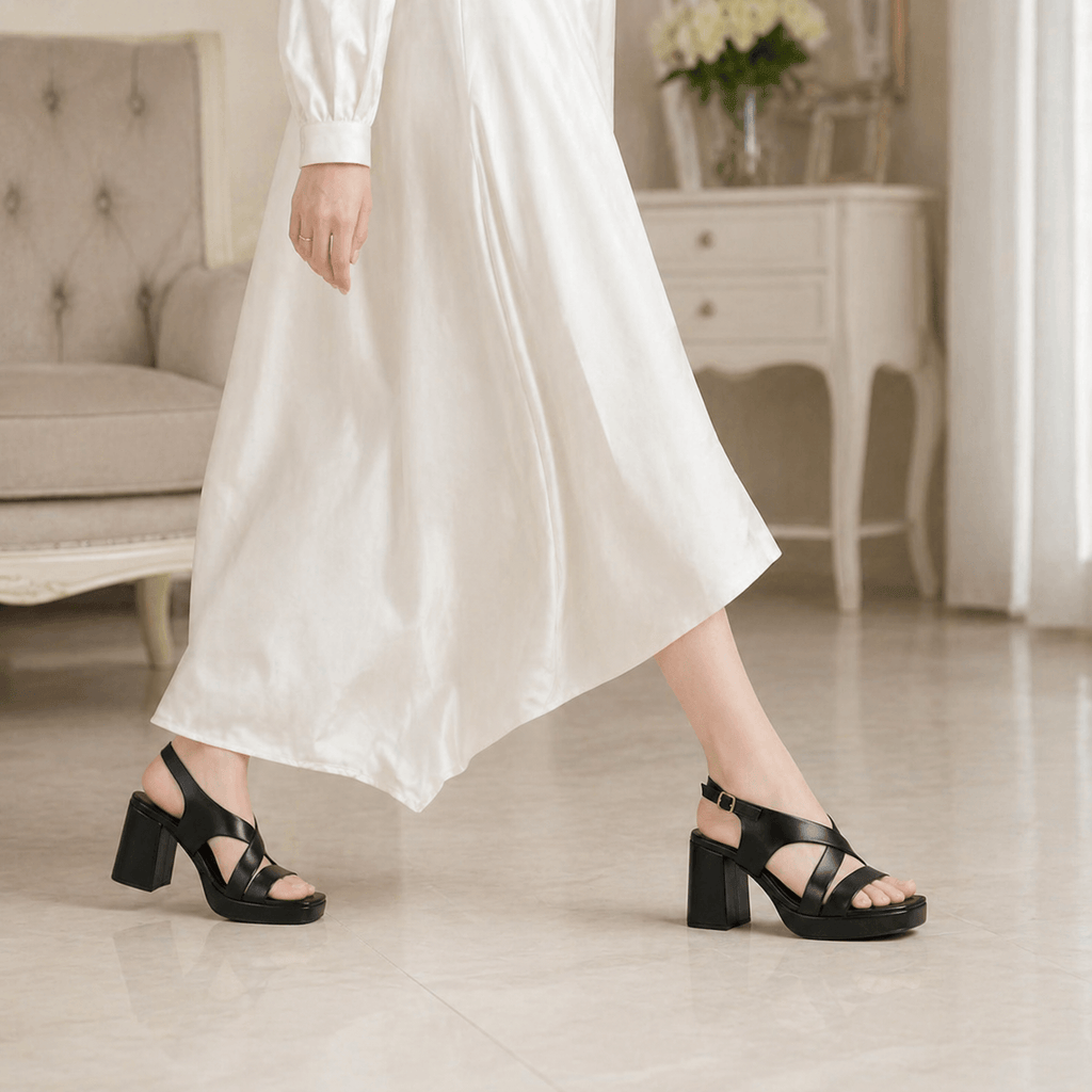 Luxe Black Block Heel - H00020