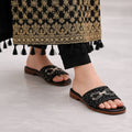 Black Color Slippers- FLBL00093