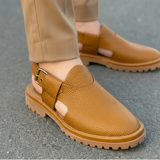 Soft Mens Mustard Peshawari Chappal - 00066