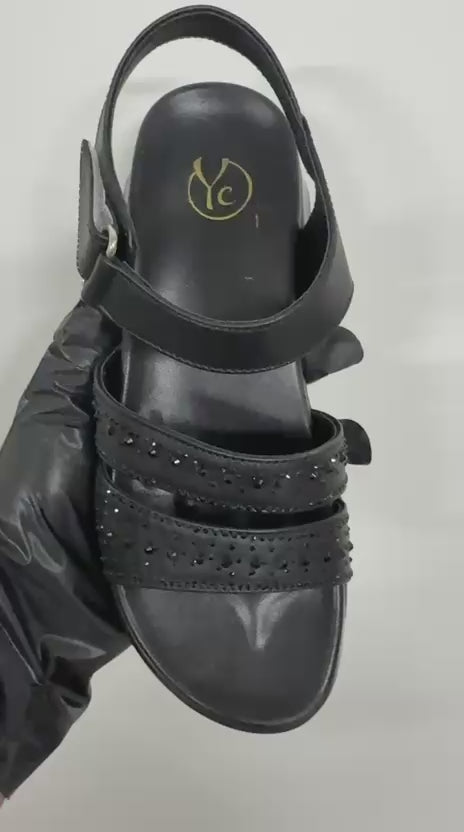 Ladies Black Luxe Sandals – SABL-000123